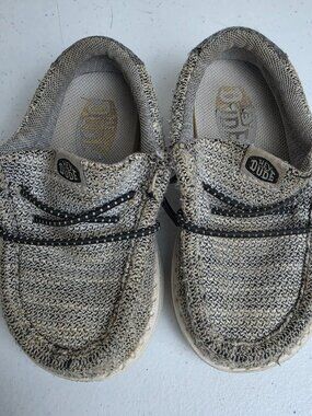 Hey Dude Wally Toddler Stretch Yin Yang Shoes Slip-on Gray Size 7 (C7)